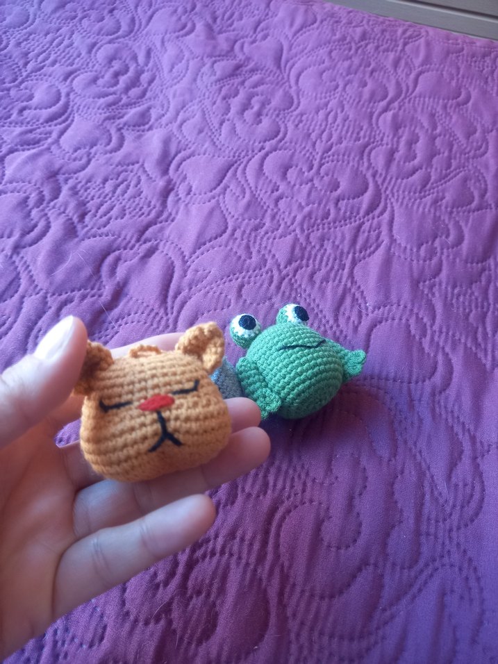 Renkli Örgü Kedi kurbağa Oyuncakları Seti anahtarlık - Görsel 2