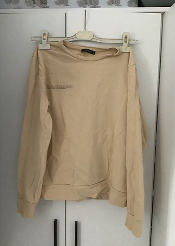 Bej Kadın Uzun Kollu Salaş Sweatshirt
