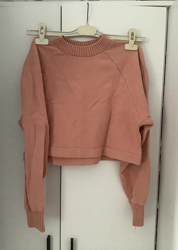 Pull and Bear Pembe Kadın crop model Sweatshirt