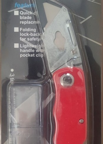 Beden Kırmızı Katlanabilir Maket Bıçağı yedek bıçaklı