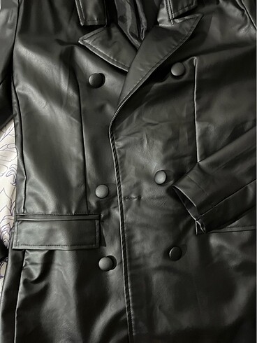 34 Beden Siyah deri blazer ceket
