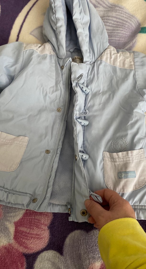 Gri Erkek Çocuk Polar Düğmeli Kaban - Görsel 3