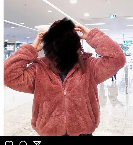 Pembe peluş mont
