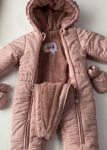 Kürklü Pembe Kız Bebek Tulumu - Görsel 3