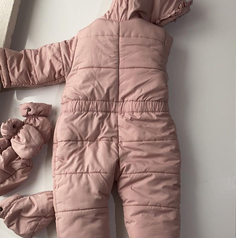 Kürklü Pembe Kız Bebek Tulumu - Görsel 2