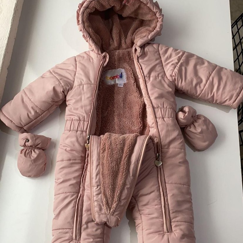 Kürklü Pembe Kız Bebek Tulumu - Görsel 3