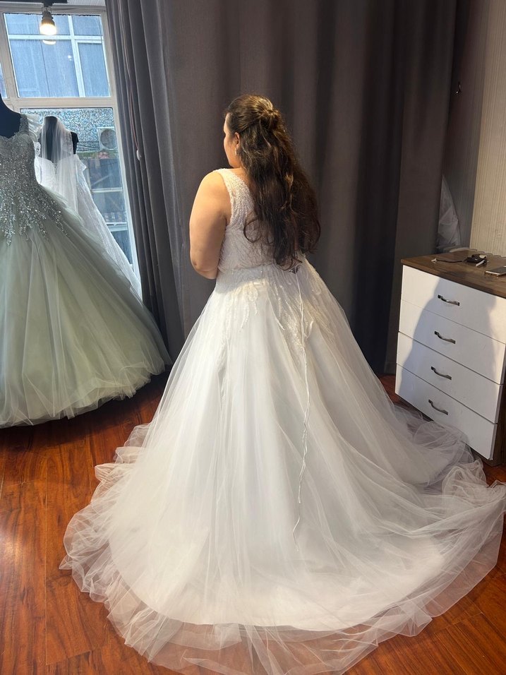 V Yaka Bohem A Kesim Uzun Gelinlik - Görsel 4