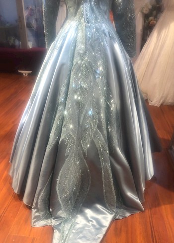 Tesettur açık yeşil abıye - Görsel 6