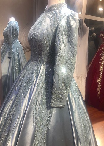 Tesettur açık yeşil abıye - Görsel 3