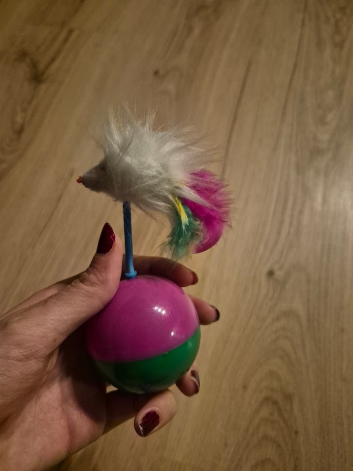 Renkli Mor Kedi Oyuncağı Tüy Detaylı - Görsel 2