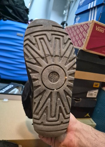 Kadın siyah Süet  peluş Bot  kurdeleli - Görsel 5