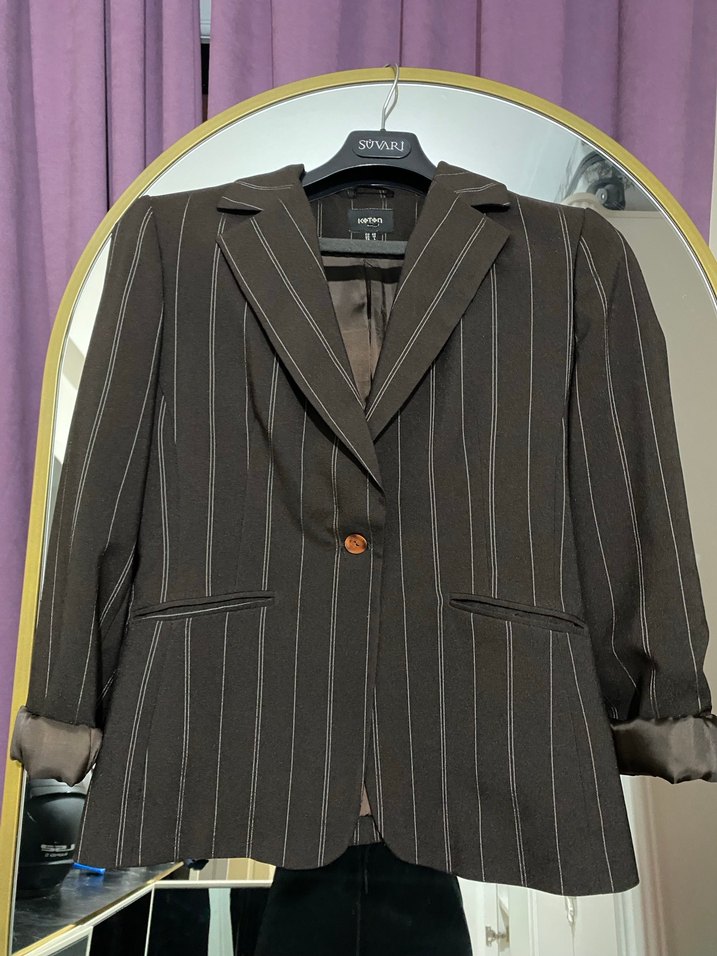 Siyah Kadın Düğmeli Blazer Ceket - Görsel 2