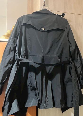 Kemerli Siyah Midi Kadın Trençkot - Görsel 2