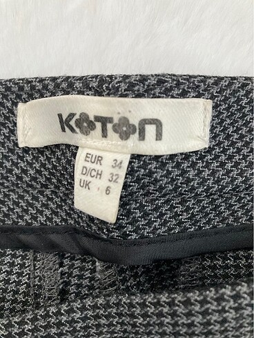xs Beden gri Renk Koton Kazayağı Desenli Pantolon