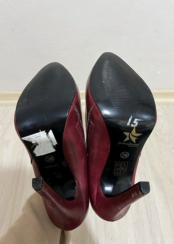 Bordo Deri Stiletto Topuklu Kadın Bot - Görsel 5