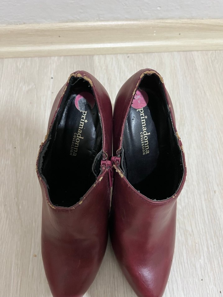 Bordo Deri Stiletto Topuklu Kadın Bot - Görsel 4