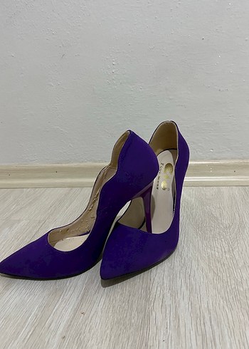 Kadın Mor Süet Stiletto Topuklu Ayakkabı - Görsel 4