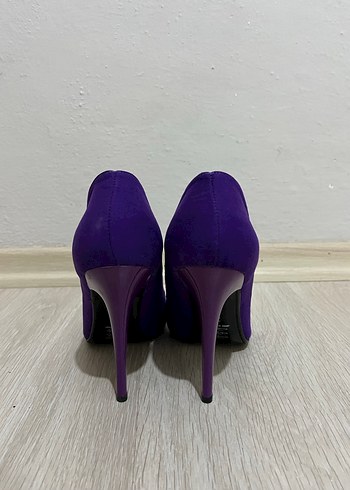 Kadın Mor Süet Stiletto Topuklu Ayakkabı - Görsel 3