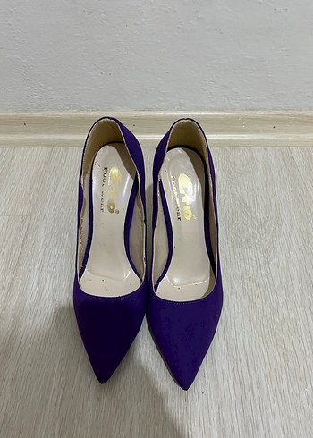 Kadın Mor Süet Stiletto Topuklu Ayakkabı - Görsel 2