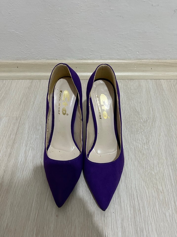 Kadın Mor Süet Stiletto Topuklu Ayakkabı - Görsel 2