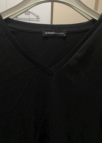 Siyah V Yaka Uzun Kollu Kadın Kazak - Görsel 2