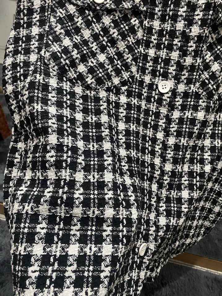 Düğmeli Uzun Kollu Ekose Kadın Gömlek - Görsel 4