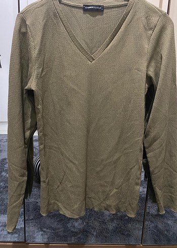 V Yaka Bej Kadın bluz - Görsel 2