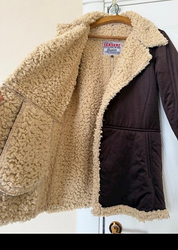 Kız Çocuk Kahverengi Süet Kürklü Ceket - Görsel 4