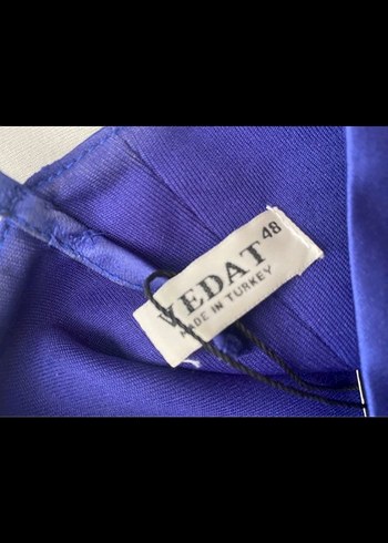 48 Beden Lacivert Drapeli Uzun Abiye Elbise