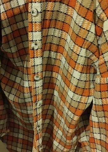 Parlak Kahverengi Kareli gömlek - Görsel 2