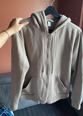 Hm Bej Fermuarlı Kadın Sweatshirt