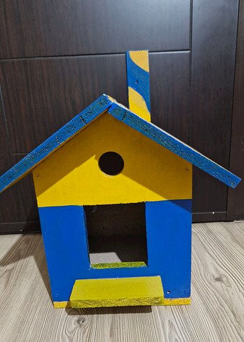 Renkli Ahşap Kuş/ kedi  Evi Oyuncağı - Görsel 2