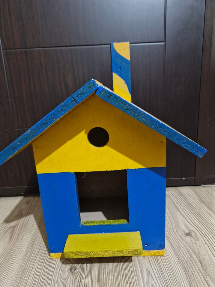 Renkli Ahşap Kuş/ kedi  Evi Oyuncağı - Görsel 2