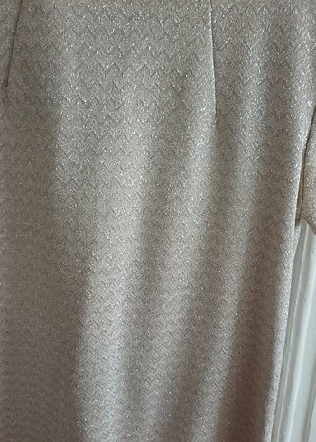 krem rengi ,simli ,çok şık  Kısa Kollu Kadın Bluz - Görsel 3