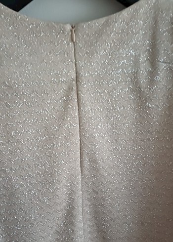 krem rengi ,simli ,çok şık  Kısa Kollu Kadın Bluz - Görsel 2