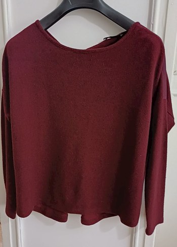 Bordo Yuvarlak Yaka Kadın bluz - Görsel 2