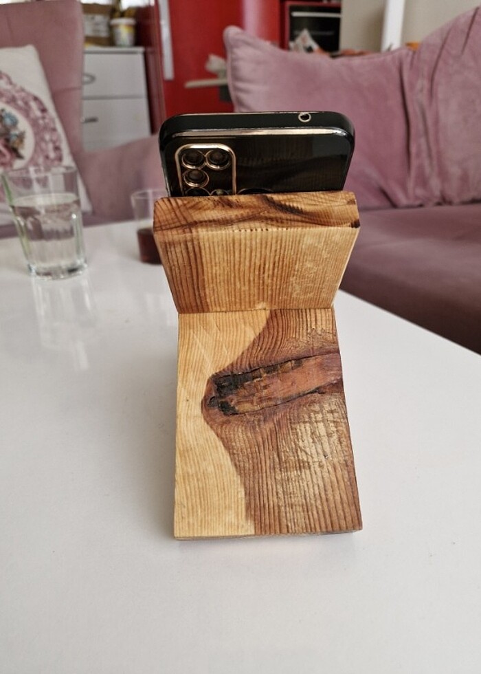 El yapımı özel ahşap telefonluk - Görsel 3