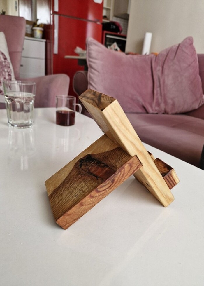 El yapımı özel ahşap telefonluk - Görsel 4