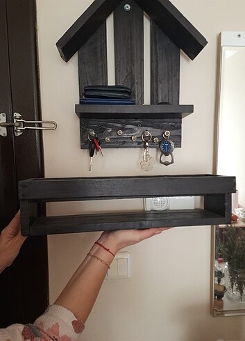 El emeği özel tasarım 2'li  anahtarlık ve raf takımı - Görsel 2