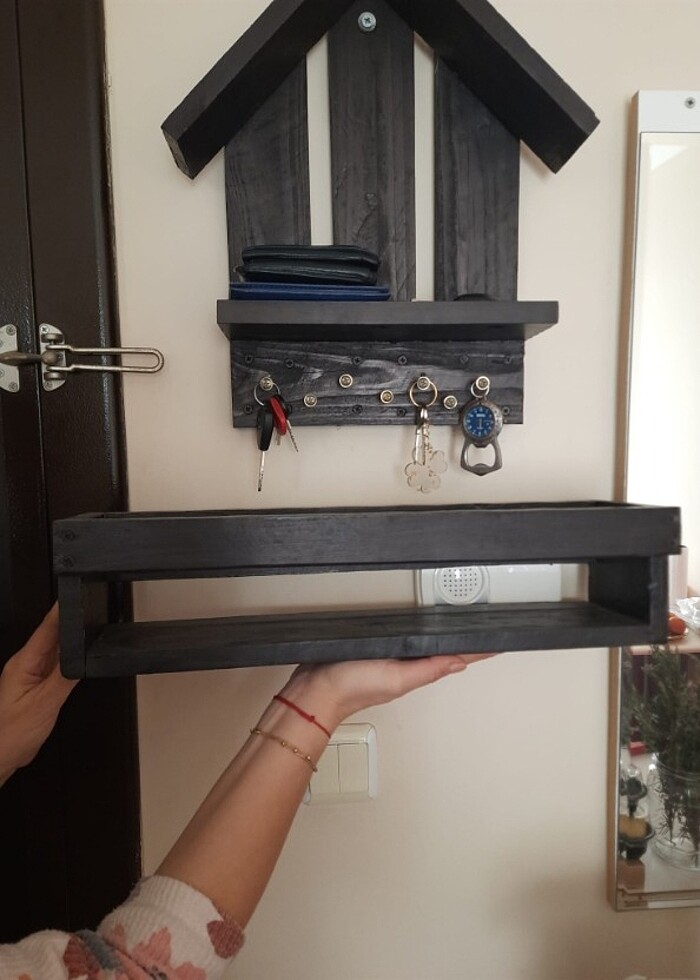 El emeği özel tasarım 2'li  anahtarlık ve raf takımı - Görsel 2