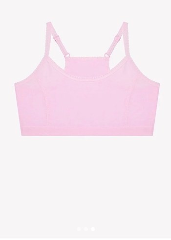 Kız Çocuk Dantelli İnce Askılı Pembe crop Atlet - Görsel 3