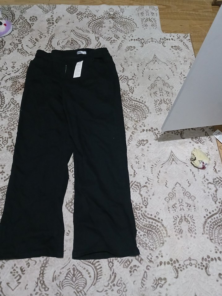 Kadın Siyah Salaş Kumaş Pantolon - Görsel 3