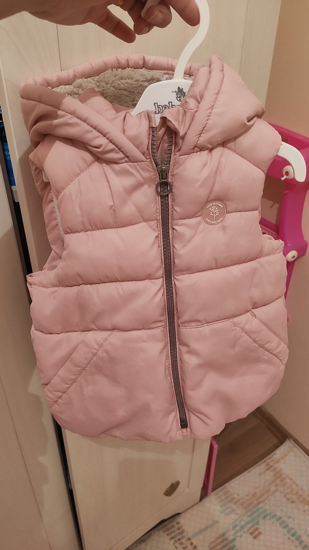 Kız Çocuk Kapüşonlu Pembe Yelek - Görsel 2