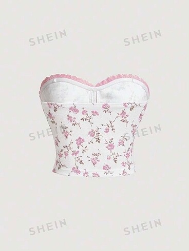 Sheinside Shein çiçekli crop top
