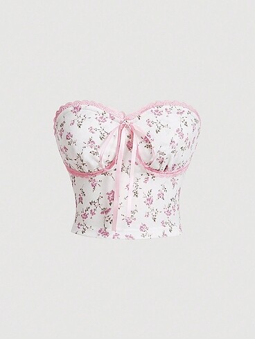 Shein çiçekli crop top