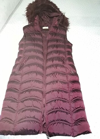 Uzun boy kaliteli şişme bayan yelek 38 beden bordo renk