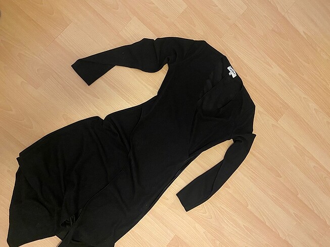 38 Beden siyah Renk Eda Taşpınar Yırtmaçlı Dokuma Elbise