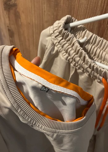 m Beden ten rengi Renk Bej Oversize Kadın Eşofman Takımı