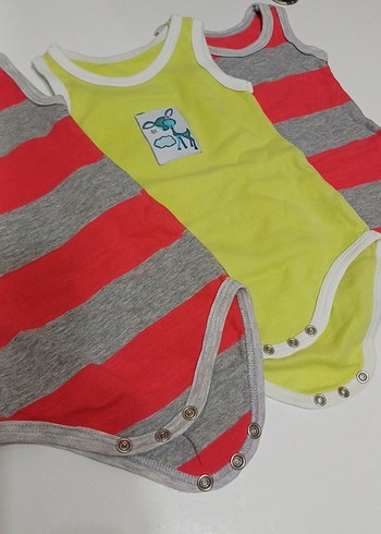 Düğmeli Çizgili ve Renkli Bebek Body - Görsel 3