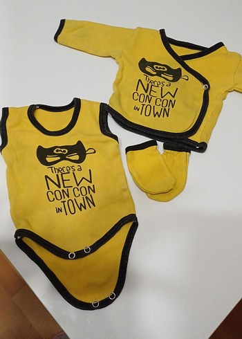 Sarı Bebek Erkek Kıyafet Seti Velcro Detaylı - Görsel 2